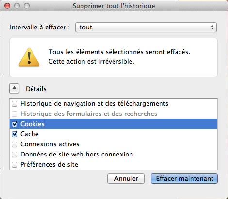 Supprimer tout l'historique de FireFox sous MAC