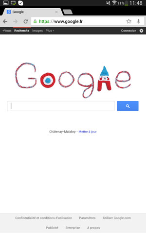Ecran principal de l’application Chrome sous Android