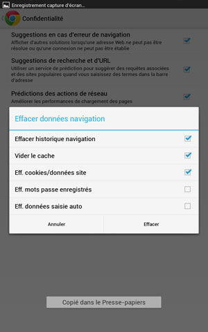 Effacer les cookies et données de navigation de Chrome sous Android