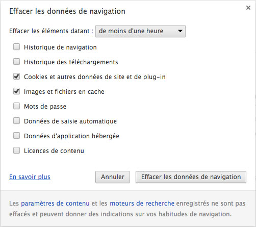 Effacer les données de navigation de Chrome sous MAC