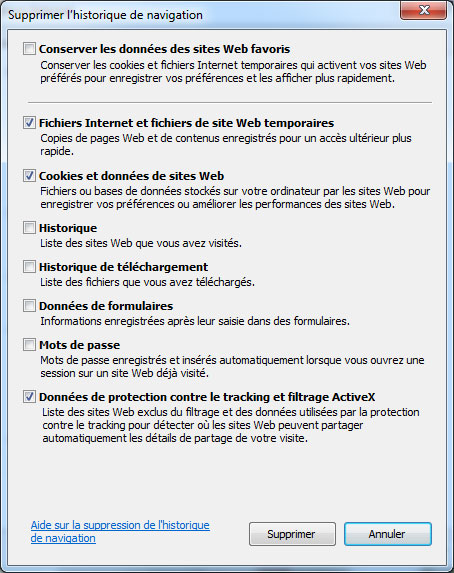 Supprimer l'historique de navigation d'IE10 sous Windows