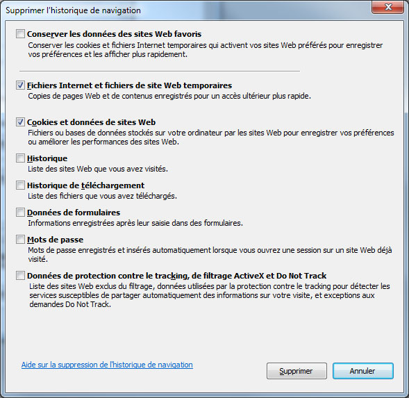 Supprimer l'historique de navigation d'IE11 sous Windows