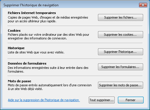 Supprimer l’historique de navigation d’IE7 sous Windows
