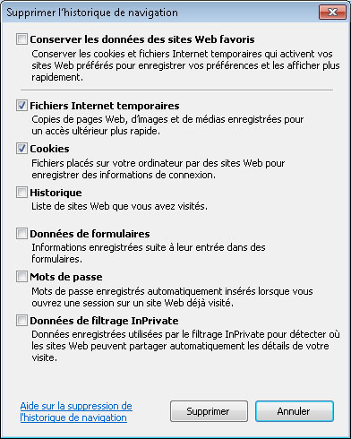 Supprimer l’historique de navigation d’IE8 sous Windows