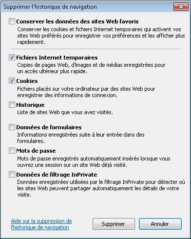 Supprimer l'historique de navigation d'IE8 sous Windows