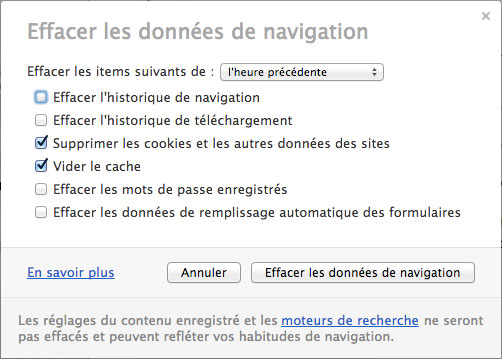 Effacer les données de navigation d’Opera sous MAC